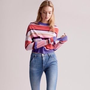 Lewit Cashmere Sanna Paradise Stripe Snap Sweater